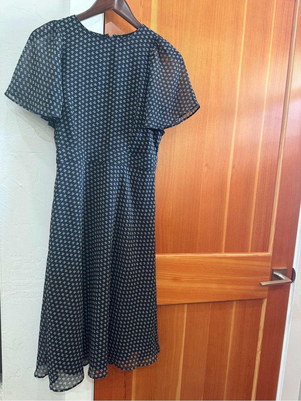Ann Taylor Black Midi Dress with White floral Print